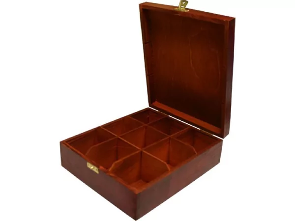 Houten theedoos 9-vaks L205xB235xH75mm