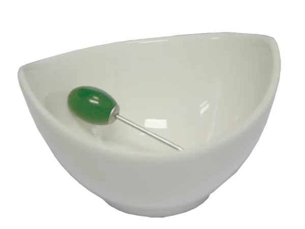 Set  3 pcs  bowls d'olives en porcelaines blancs avec pique