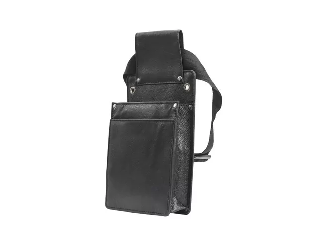 Holster leder zwart 2 vakken + riem