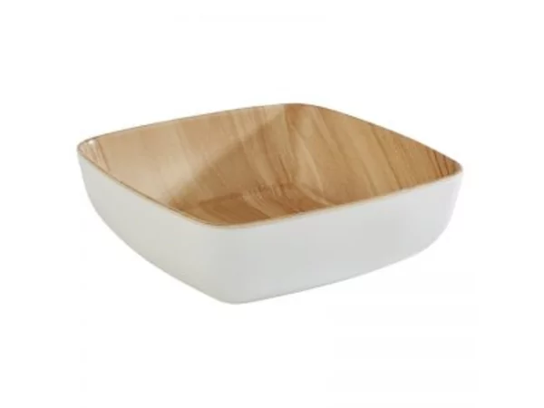 Frida melamine bowl 165x165xH55mm wit/imitatie hout