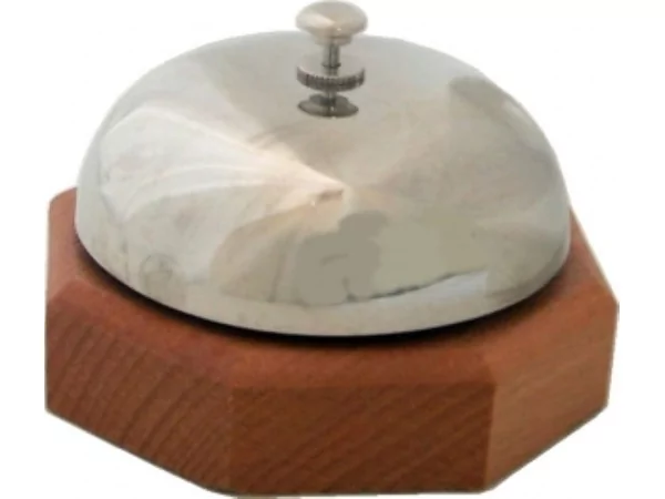 Reception bell with wooden base