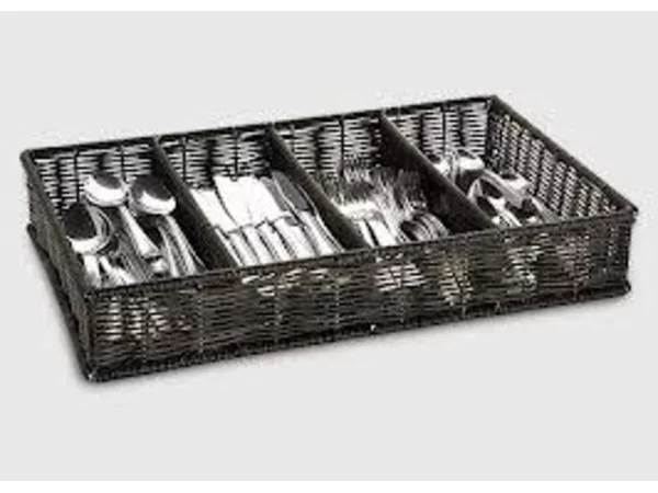 Bac pour couvert buffet GN 1/1 polypropylène noir 4 comp