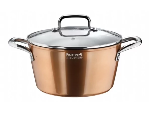 Pinti Materic Copper look Stockpot w/lid glass Ø280mm