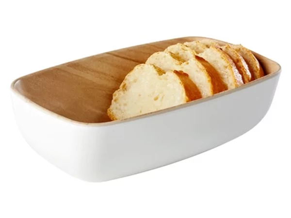 Frida melamine bowl 176x108xH55mm blanc/imitation bois