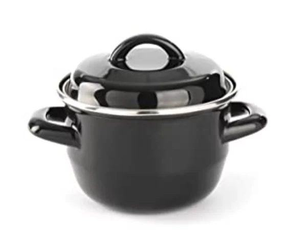 Kookpotje geëmailleerd zwart Ø135 H90mm 600ml