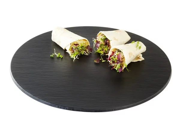 Melamine Slate Tray round Ø400mm with non slip feet