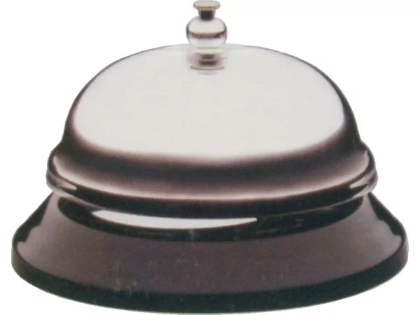 Receptiebel chromé met zwarte voet D85xH65mm