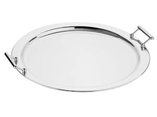 Round tray with handles, inox 18/10 - 46cm