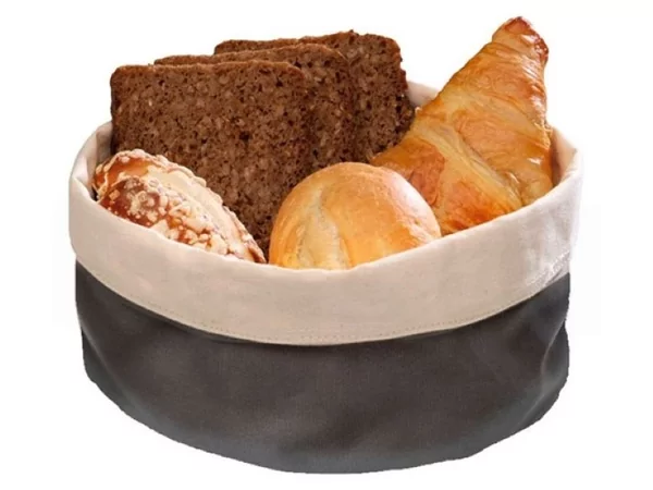 Panier à pain cotton rond D170xH110mm noir/beige