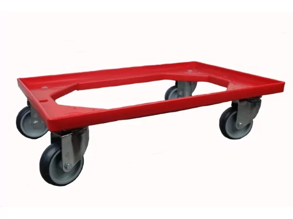 Wagentje voor stapelbakken L600xB400xH230mm rood