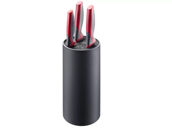 Knifeblock plastic black round Ø110mm H220mm empty