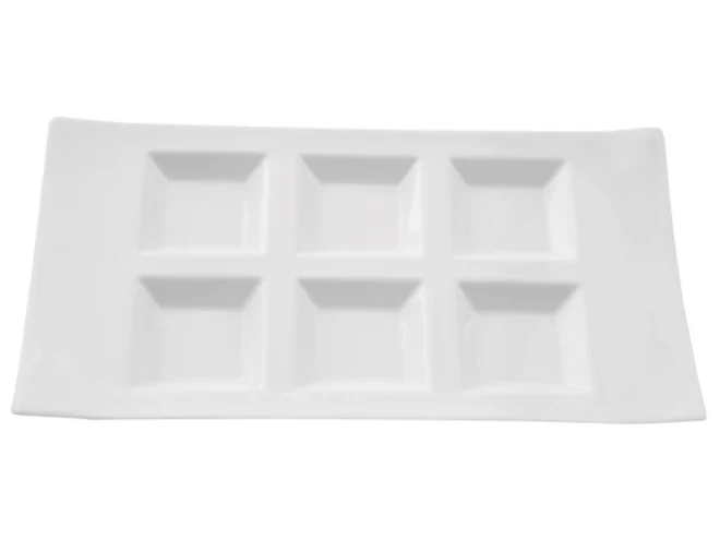 Papillon escargot/hapjesbord 6-vaks wit 150x270mm