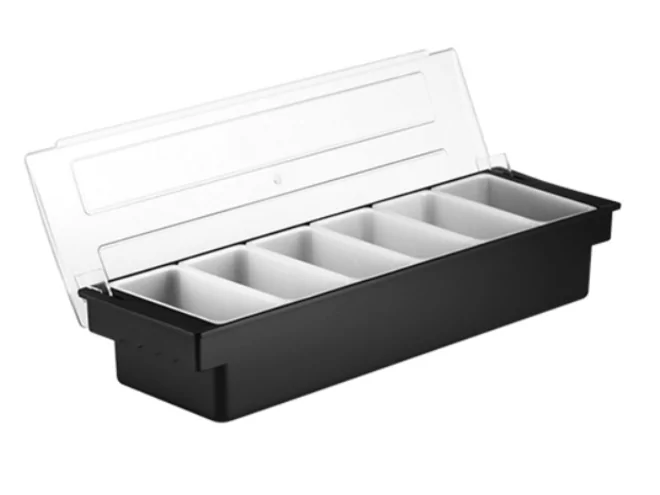 Condiment container black 500x160xH100mm 6 inserts