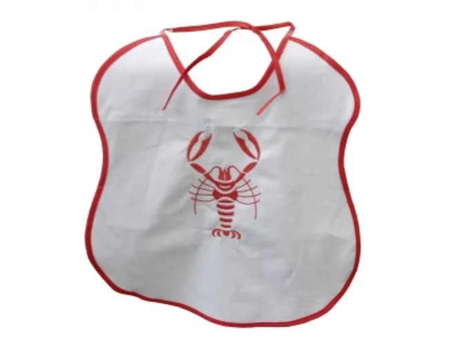 Bavette homard brodés rouge hauteur 40xlargeur45cm