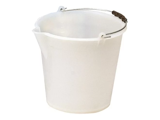 Seau plastic blanc, gradué - 12L