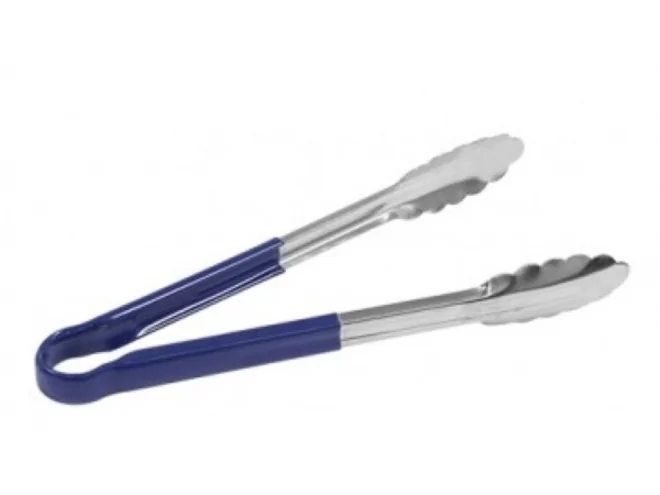 Tang inox silicone handvat blauw L250xB40mm