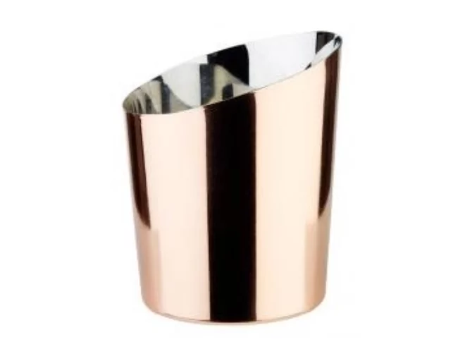 Chipsbasket angled s/s coppered Ø95mm H85/115mm