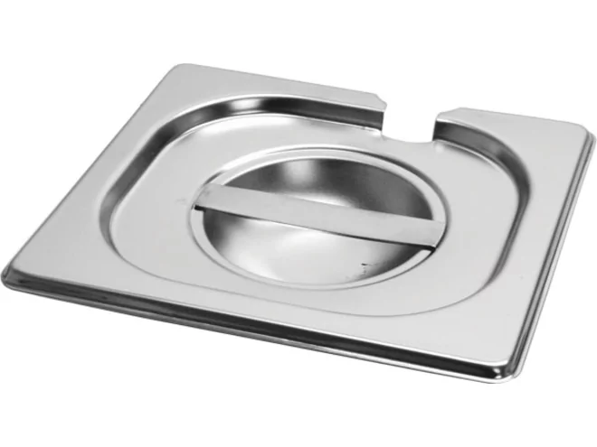 Gastronorm lid notched 18/8 s/s - 1/9 with hole for ladle