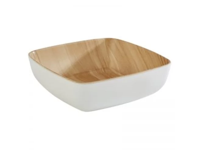 Frida melamine bowl 165x165xH55mm blanc/imitation bois