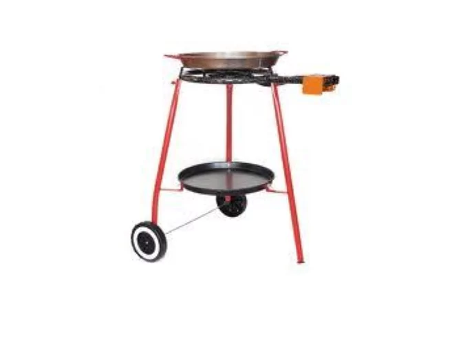 Set Paella pan steel Ø420mm 10 portions+burner ext +stand
