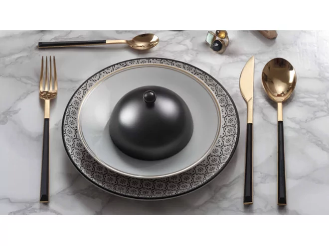 Pintinox Sushi PVD Gold & Black 2.5mm cuillère de table L210