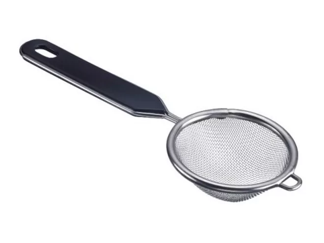 Tinplated sieve with plastic black handle - 70mm