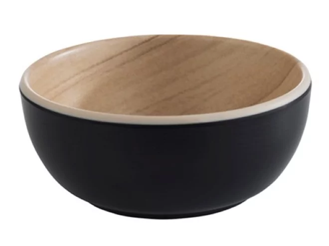 Melamine Frida bowl zwart/houtlook D85xH35mm 100ml