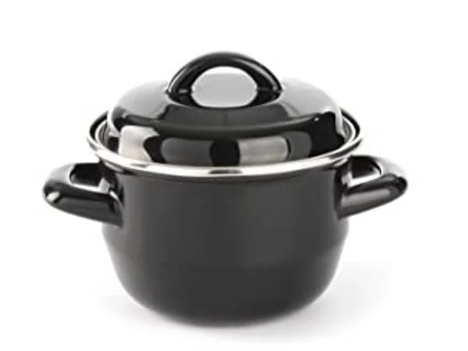 Kookpotje geëmailleerd zwart  Ø135 H90mm 600ml