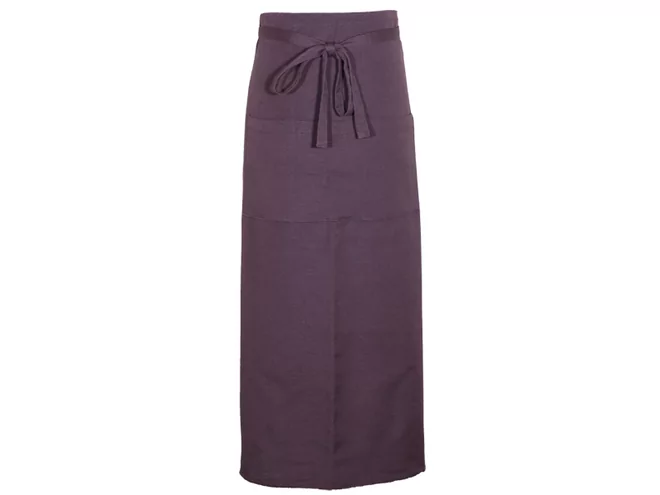 Tablier coton 100x95cm 3 poches aubergine fin stock