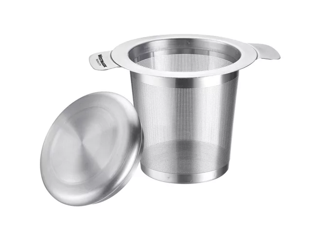 Tea infuser with saucer/lid 18/8 D75/95xH75mm