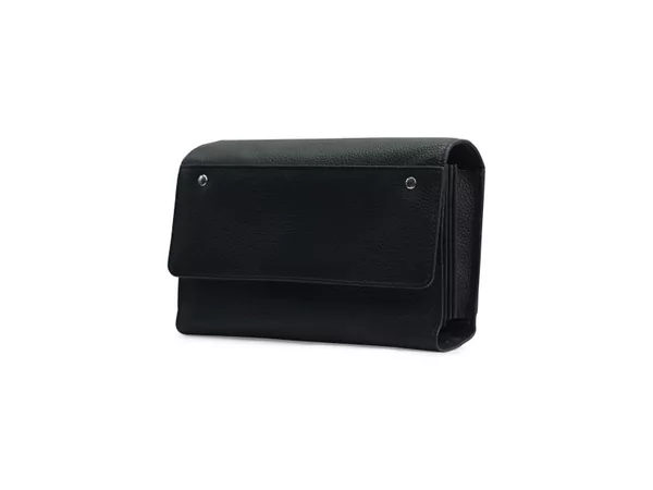 Portefeuille cuir noir 5 compartiments + ceinture velcr