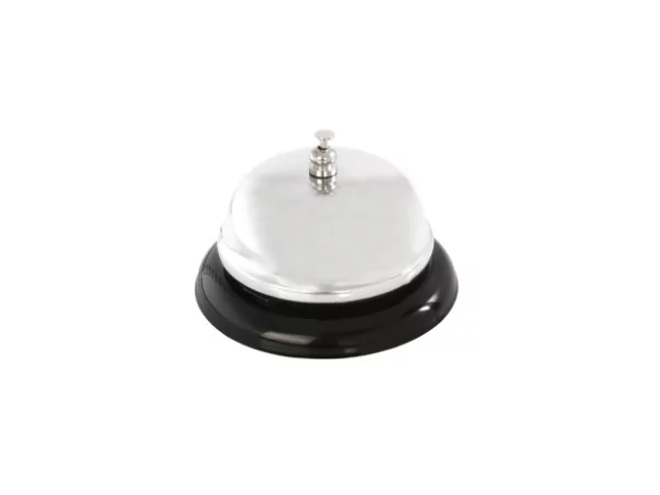 Receptiebel chromé met zwarte voet D85xH65mm