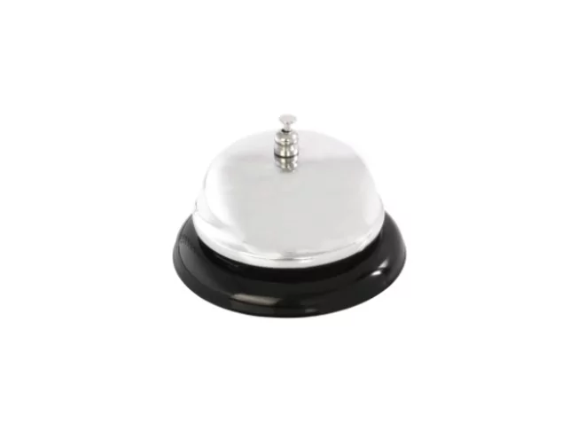 Sonnette réception chromée sur support noir D85xH65mm