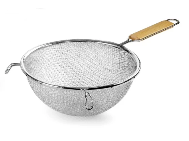 Bouillonzeef vertind met houten greep 160mm